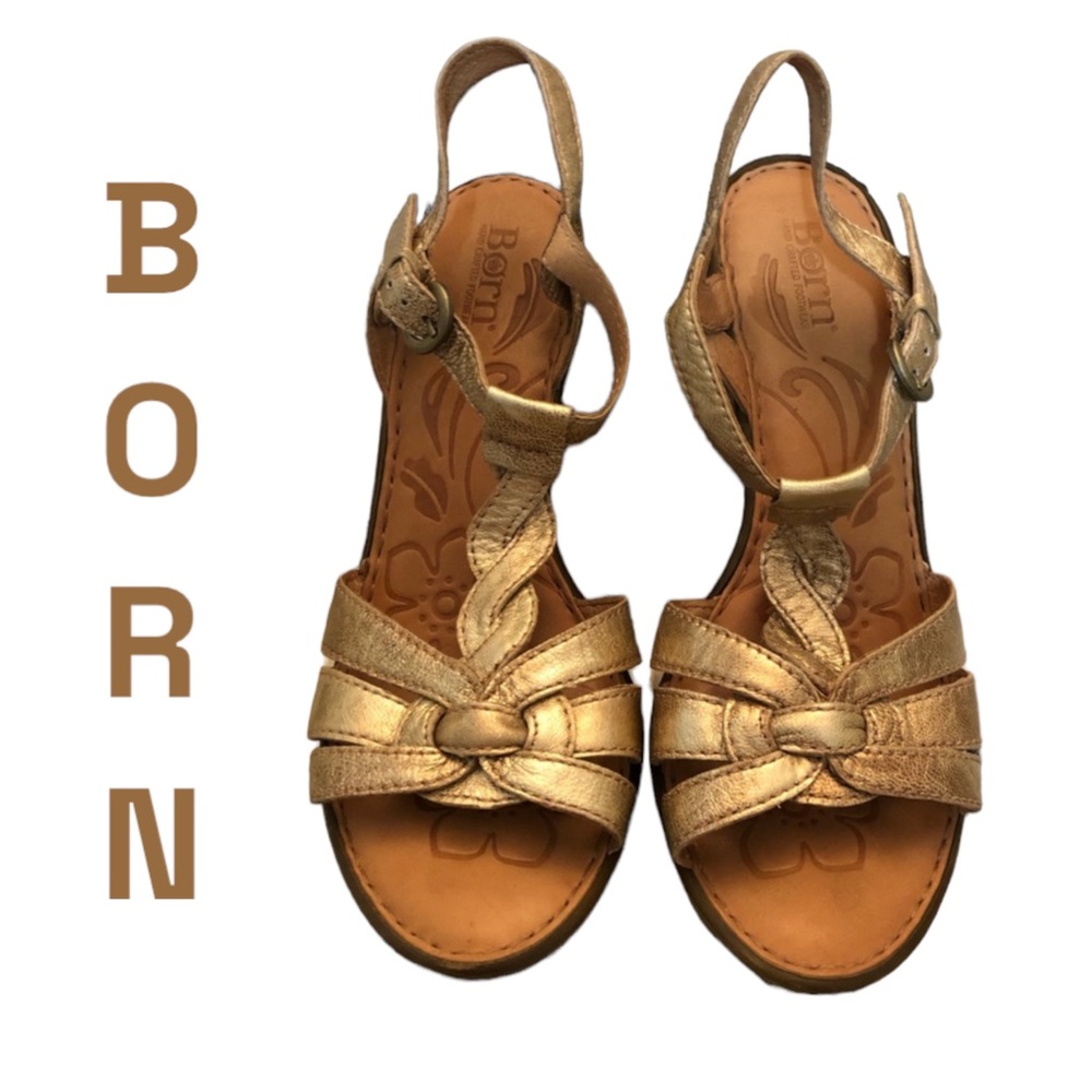 Born Braided Leather T-Strap High Heel Sandal